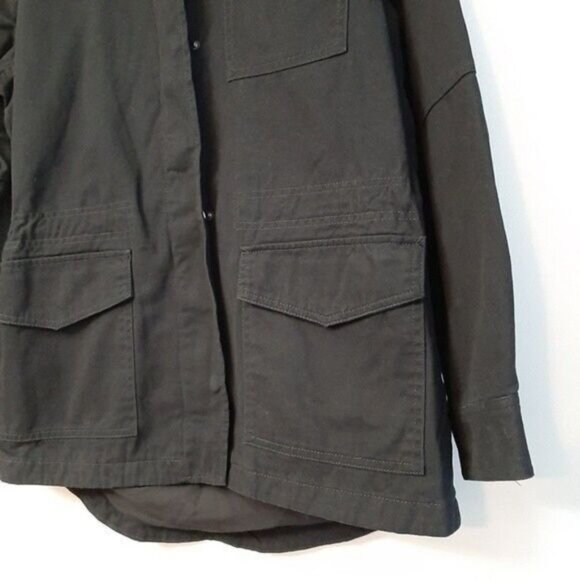 JOE FRESH | Cotton Canvas Utility Shacket Full-Zip Jacket Black Sz M - Picture 6 of 11